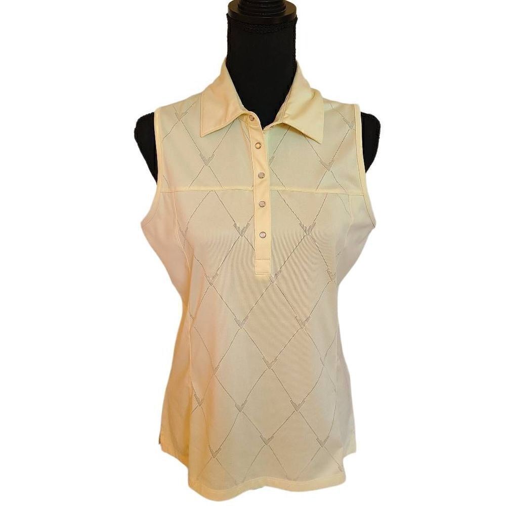 Callaway Women's Pale Yellow Sleeveless Polo Golf Top Medium